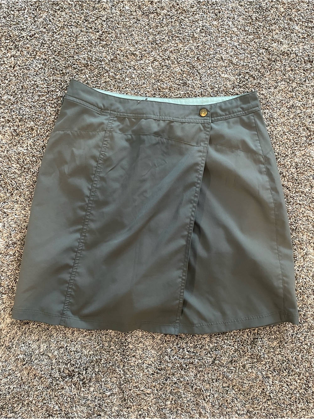 REI Olive Green A-Line Skirt with Wrap Front